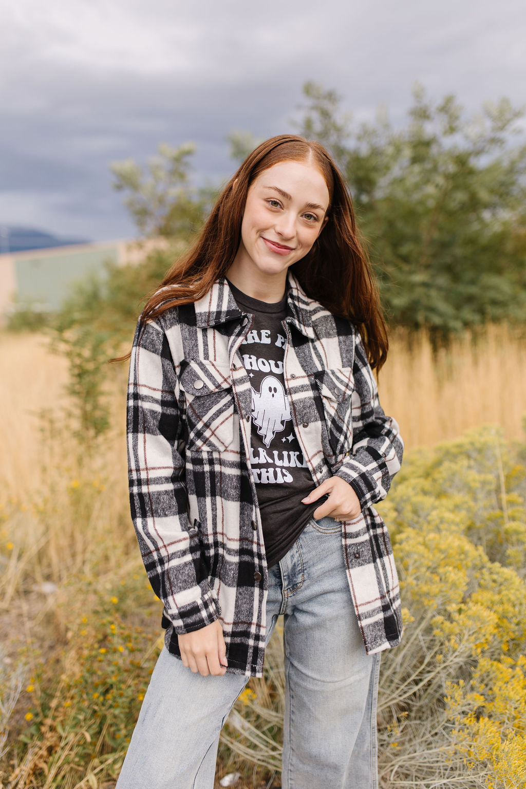 Julia Plaid Shacket in Black *All Sales Final*