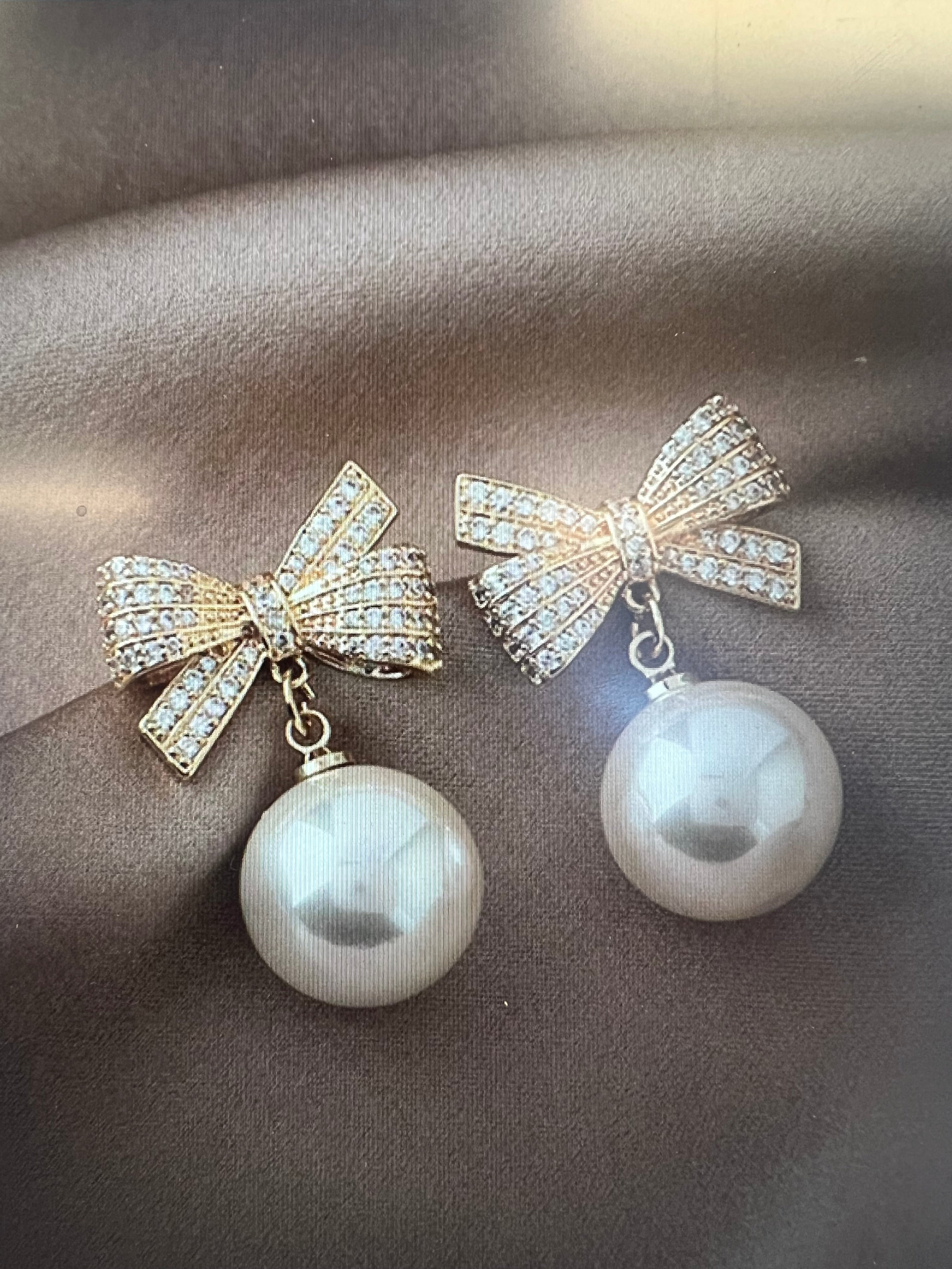 Bow and Pearl Earrings