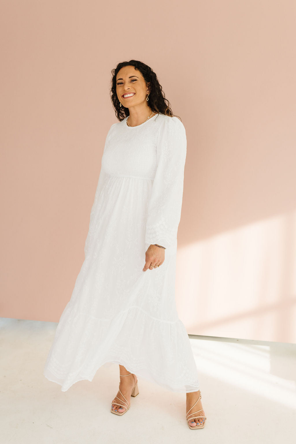 All In White Smocked Maxi All In White Smocked Maxi