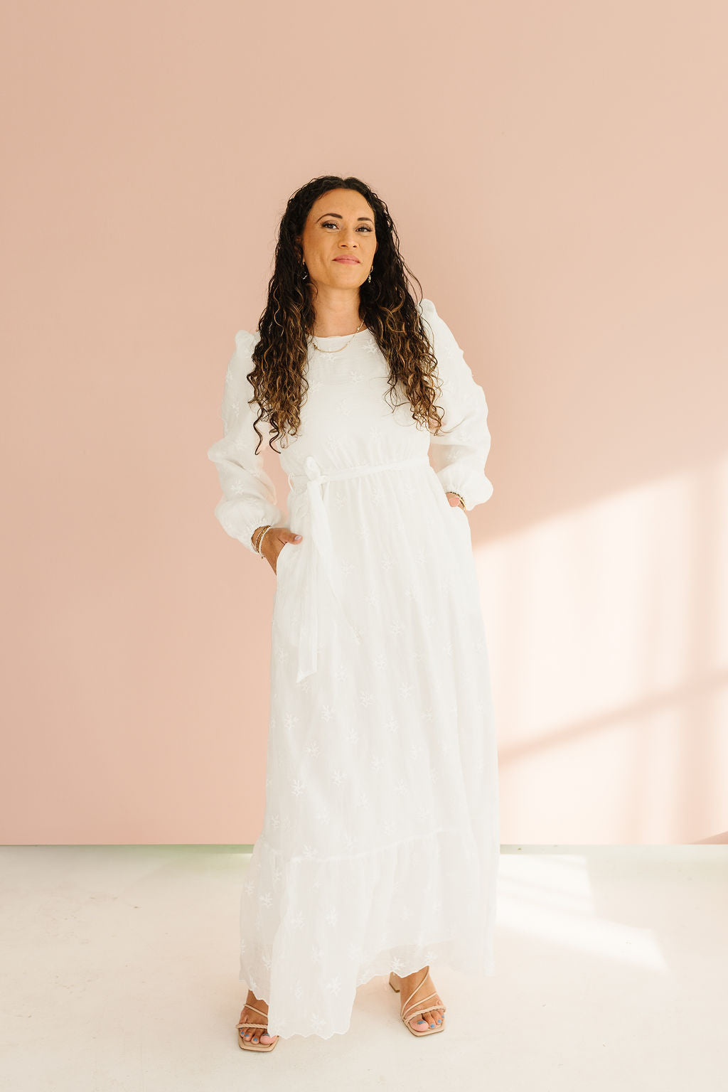 All In White Belted Floral