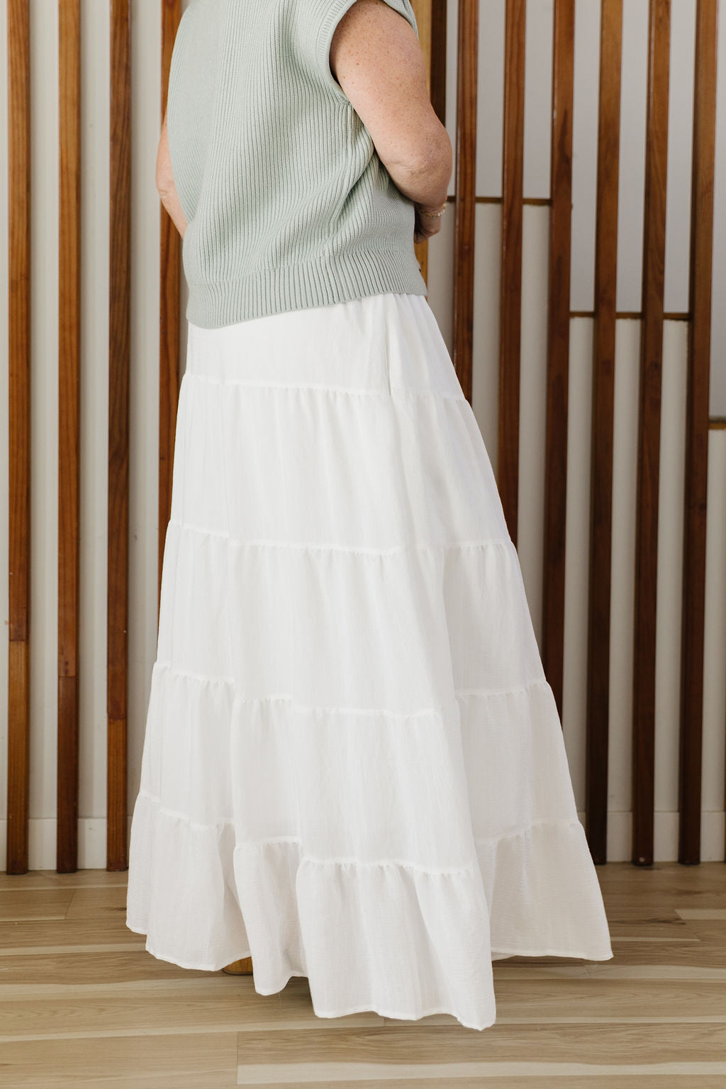 Ada Maxi Skirt (White and Red)