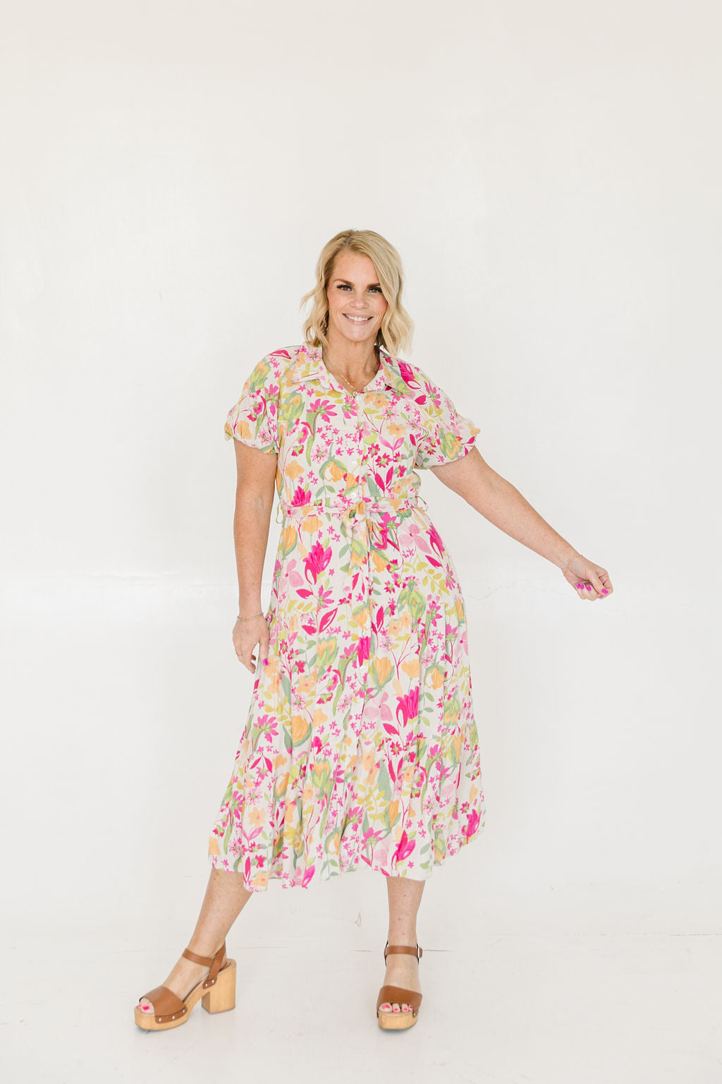 luca midi dress Baltic Born Womens Luca Dress | White + Blue Floral