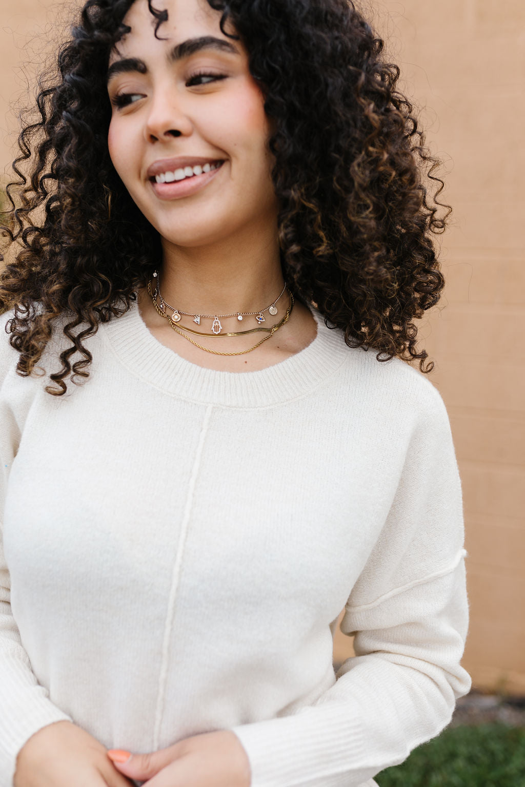 Romy Sweater In Cream *ALL SALES FINAL* (S 1x Left)