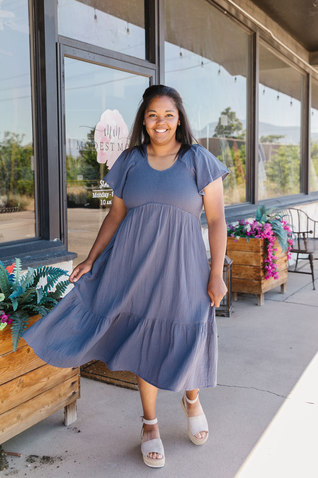 midi modest dresses Hazel Its made of crepe Color:True White costume lydia beetlejuice Edita Embellished Bandeau A-line