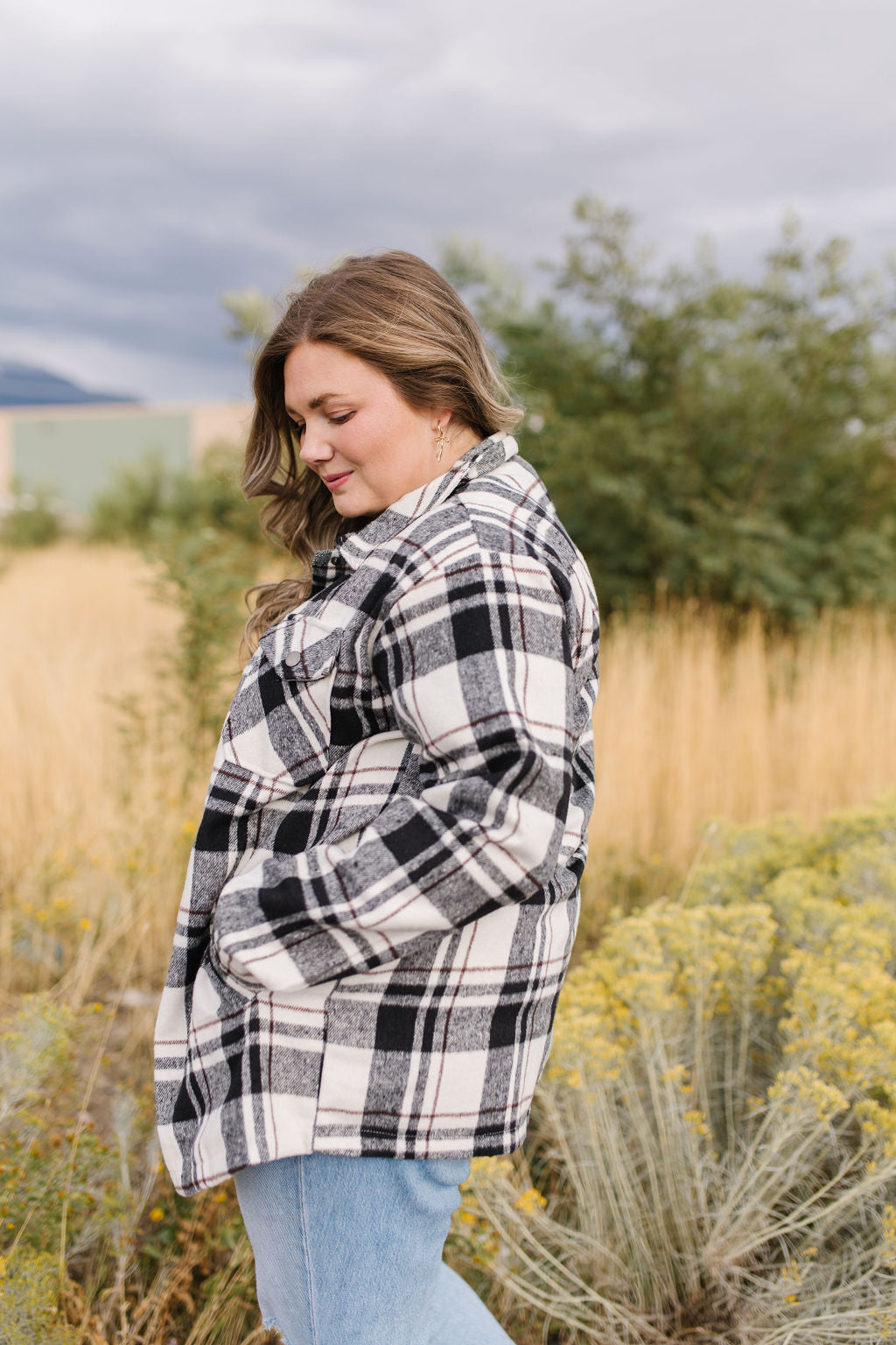 Julia Plaid Shacket in Black