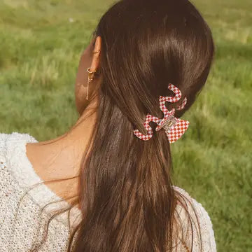 ANDI Red Wavy Checked Claw Clip