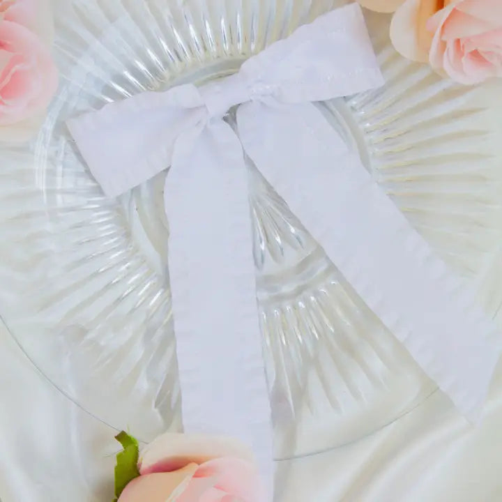Miss Mabel White Ruffle Edge Hair Bow