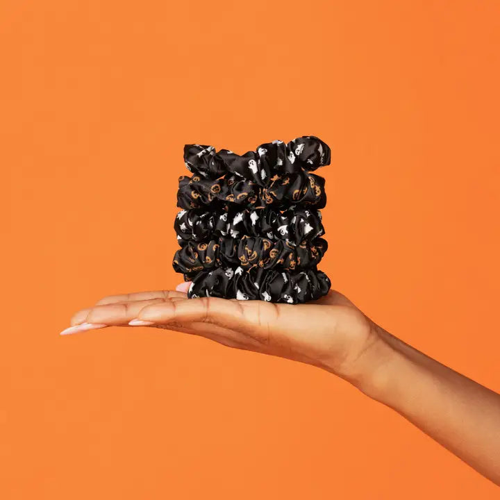 KITSCH Ghosts & Pumpkins Ruched Satin Scrunchies