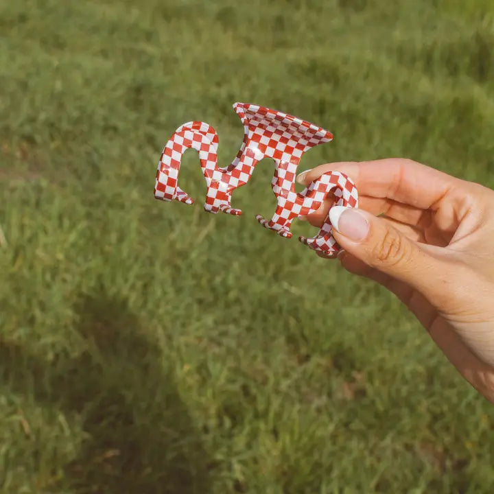 ANDI Red Wavy Checked Claw Clip