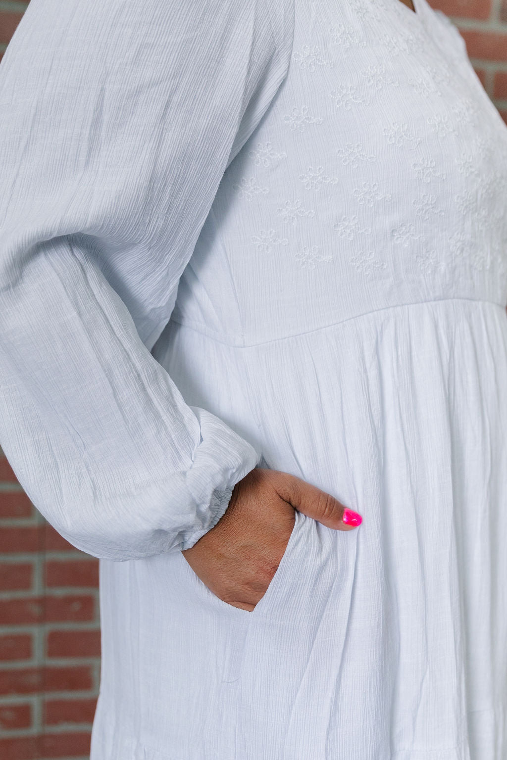 All In White Tiered V-Neck