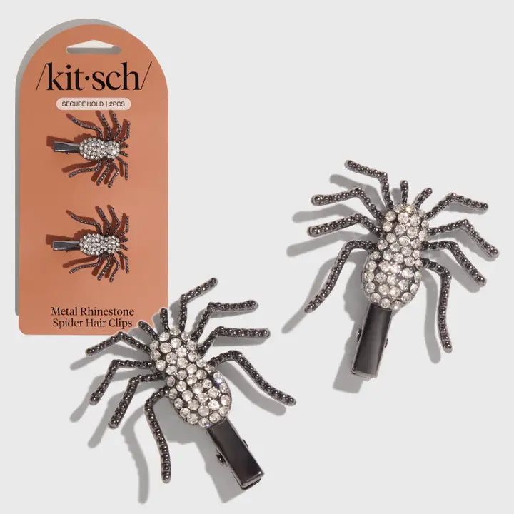 Kitsch Metal Rhinestone Spider Hair Clips