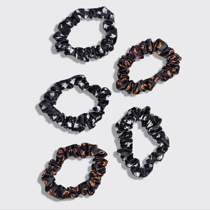 KITSCH Ghosts & Pumpkins Ruched Satin Scrunchies