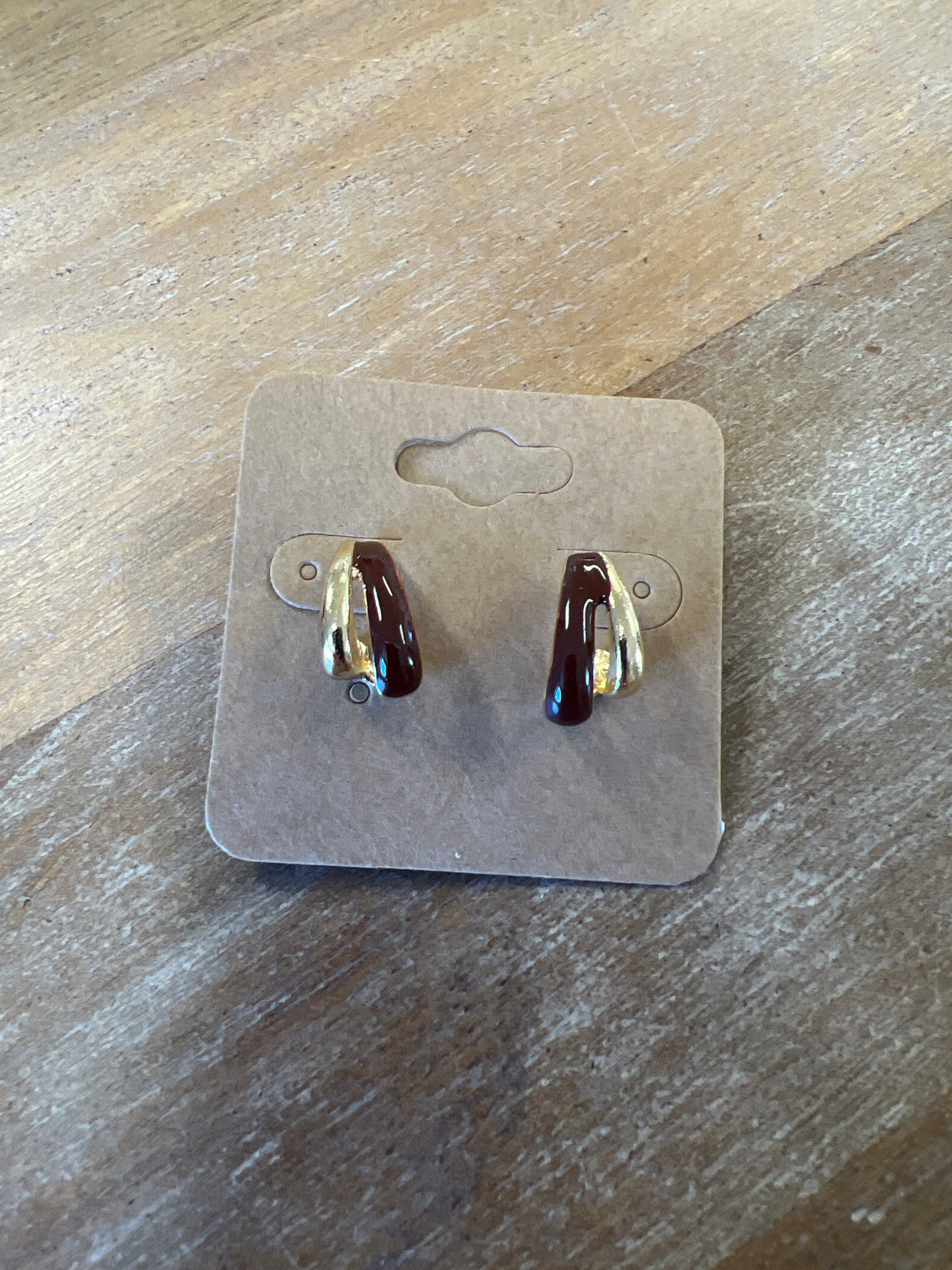 Brown and Gold Dangle Earrings