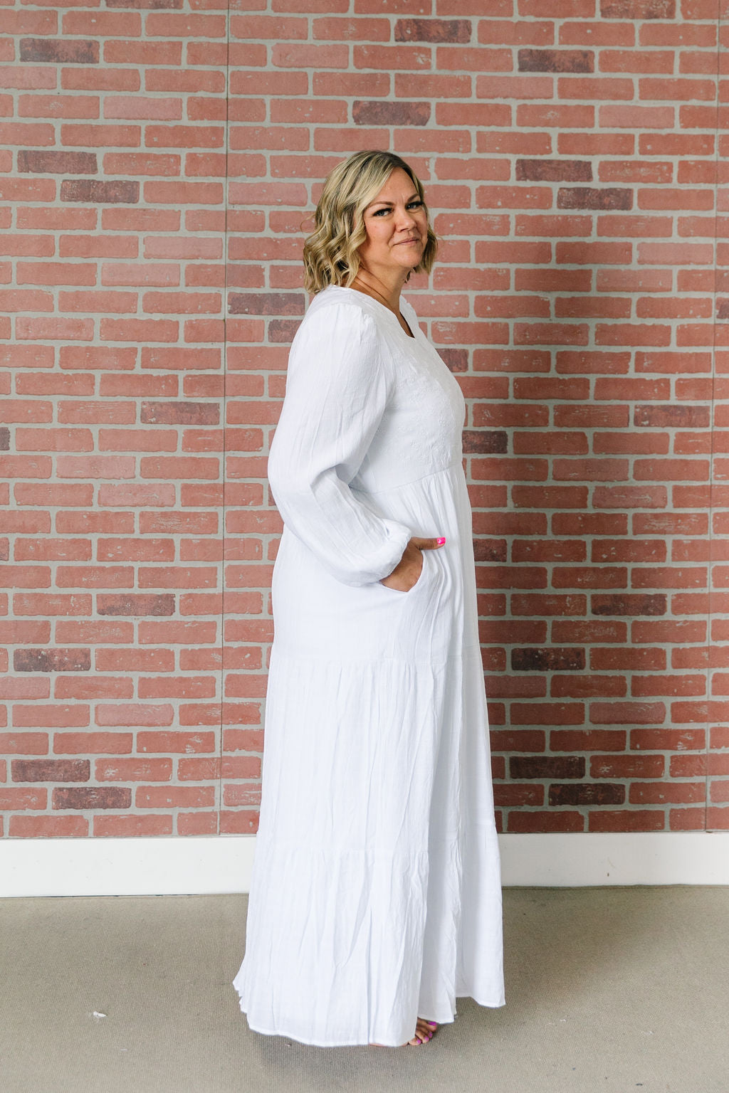 All In White Tiered V-Neck