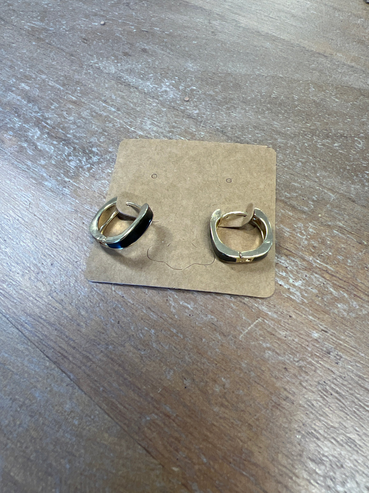 Gold Black Hoop Earrings