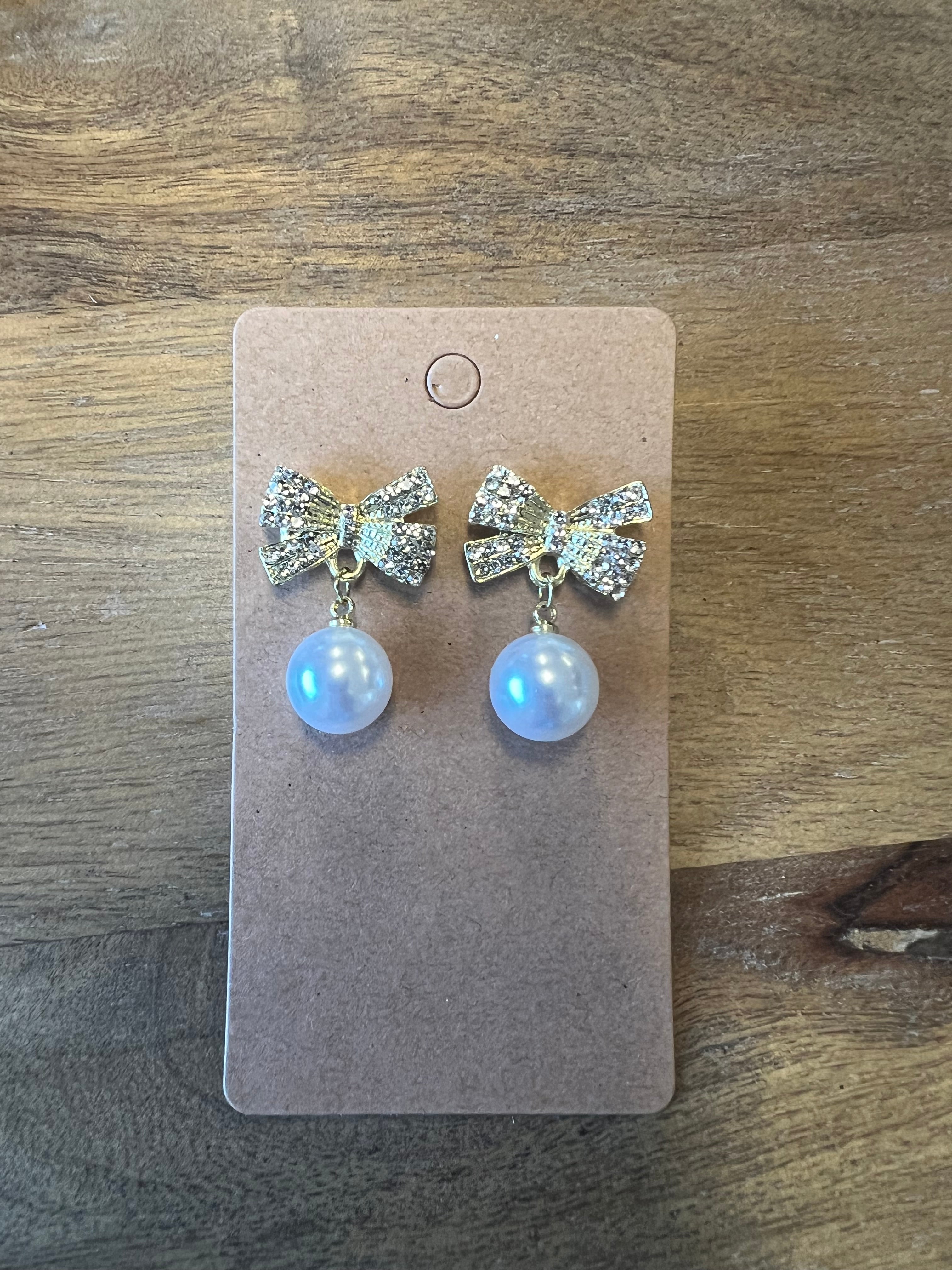 Bow and Pearl Earrings