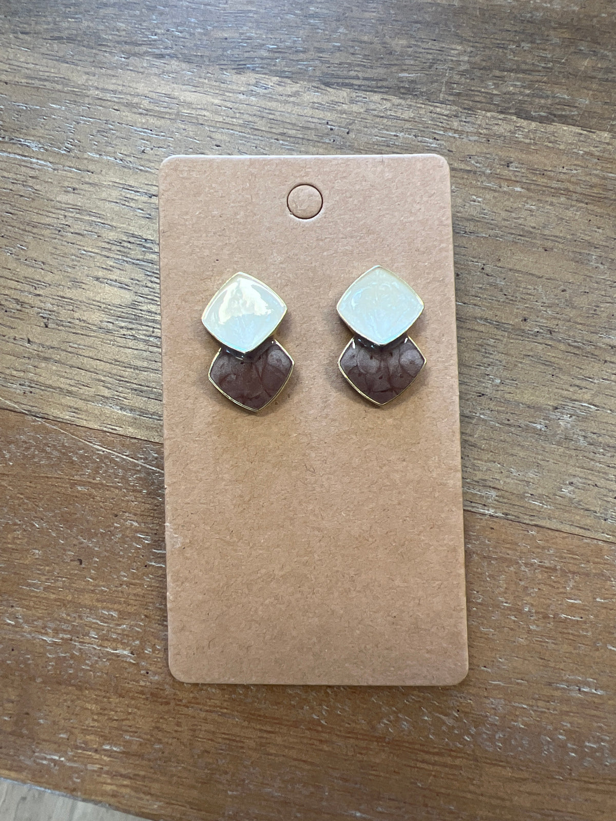 Brown Double Diamond Earrings