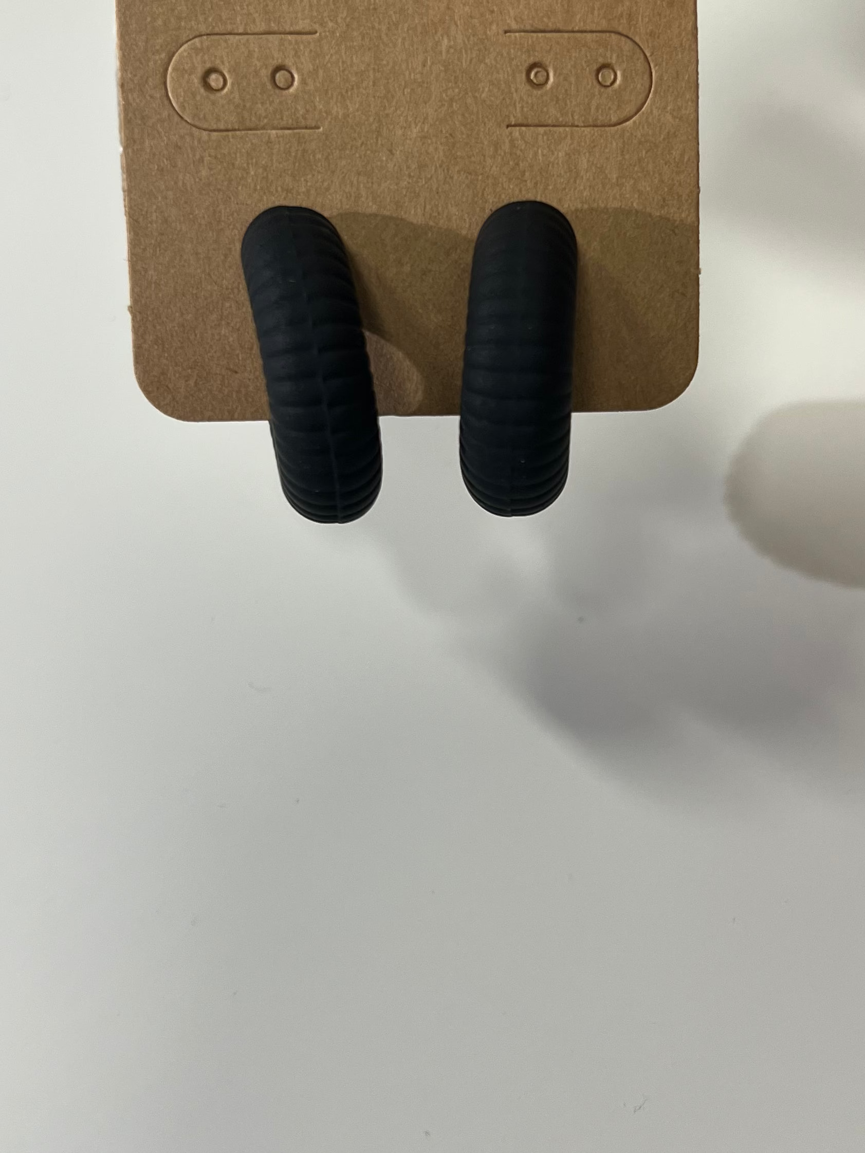 Ridged Black Hoop Earrings