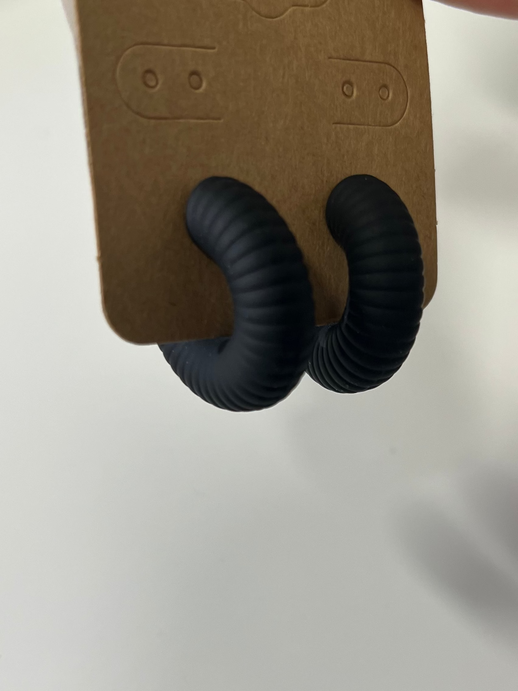 Ridged Black Hoop Earrings