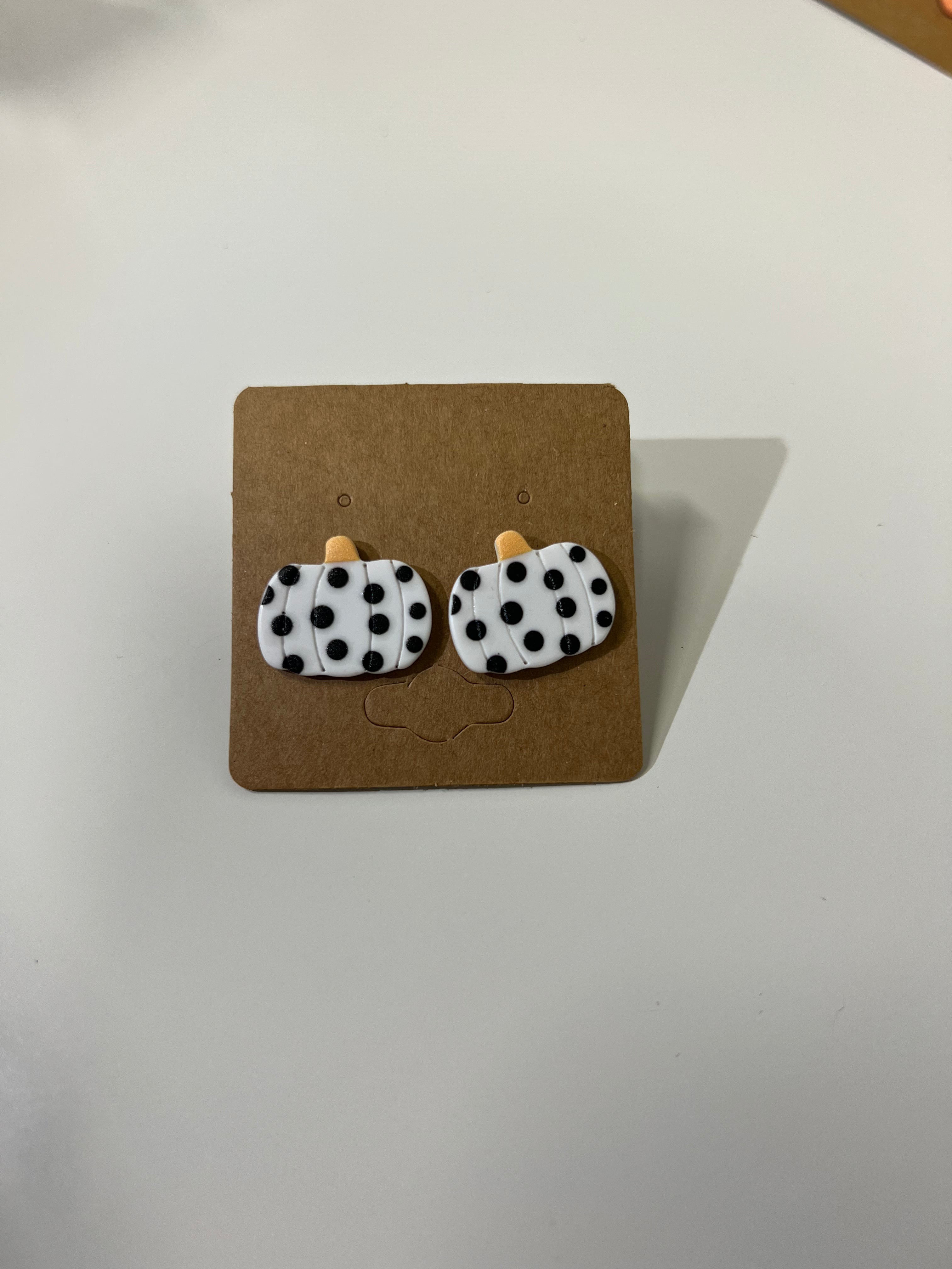 Polka Dot Pumpkin Earrings