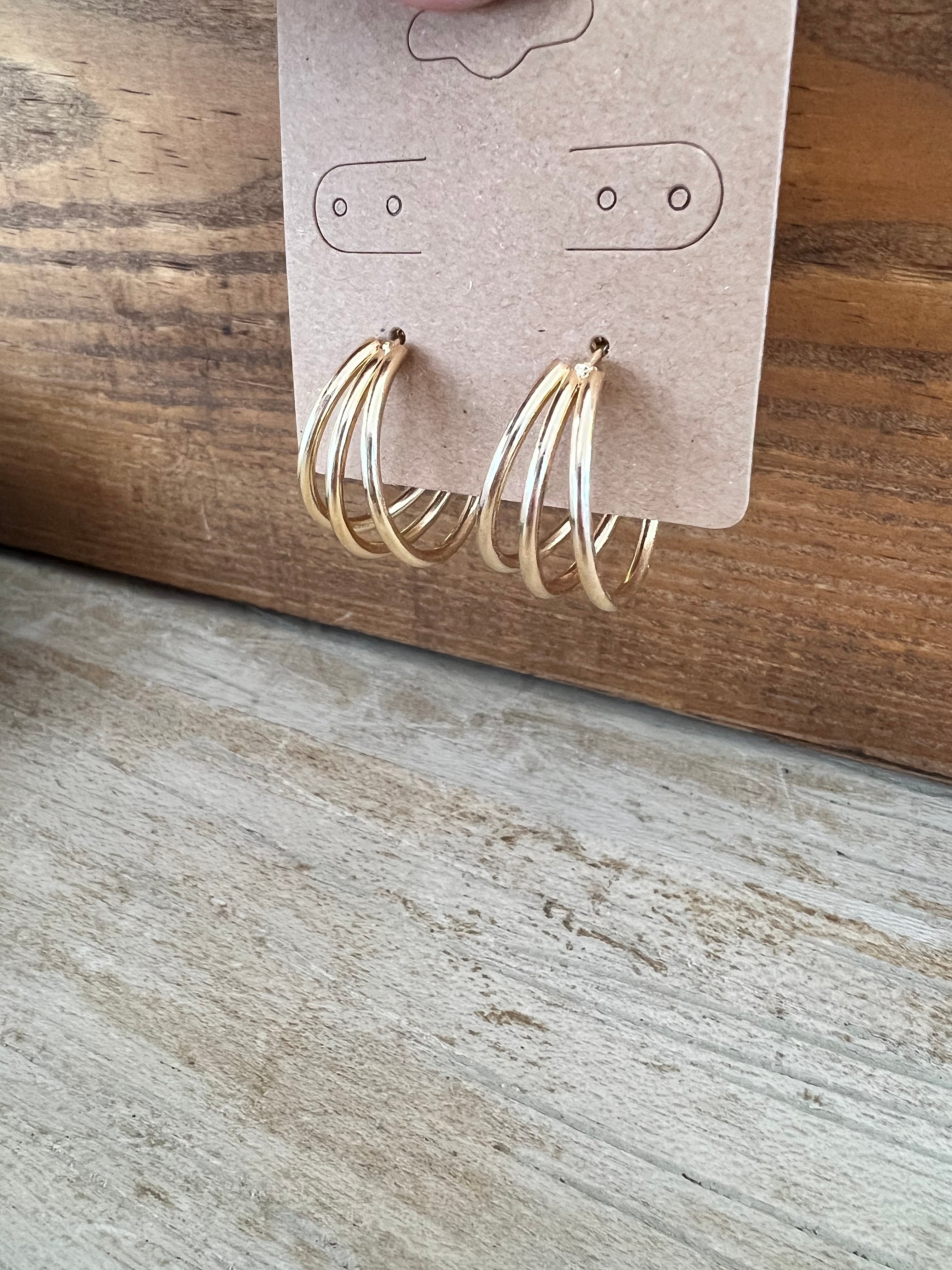 Skinny Triple Hoop Earrings