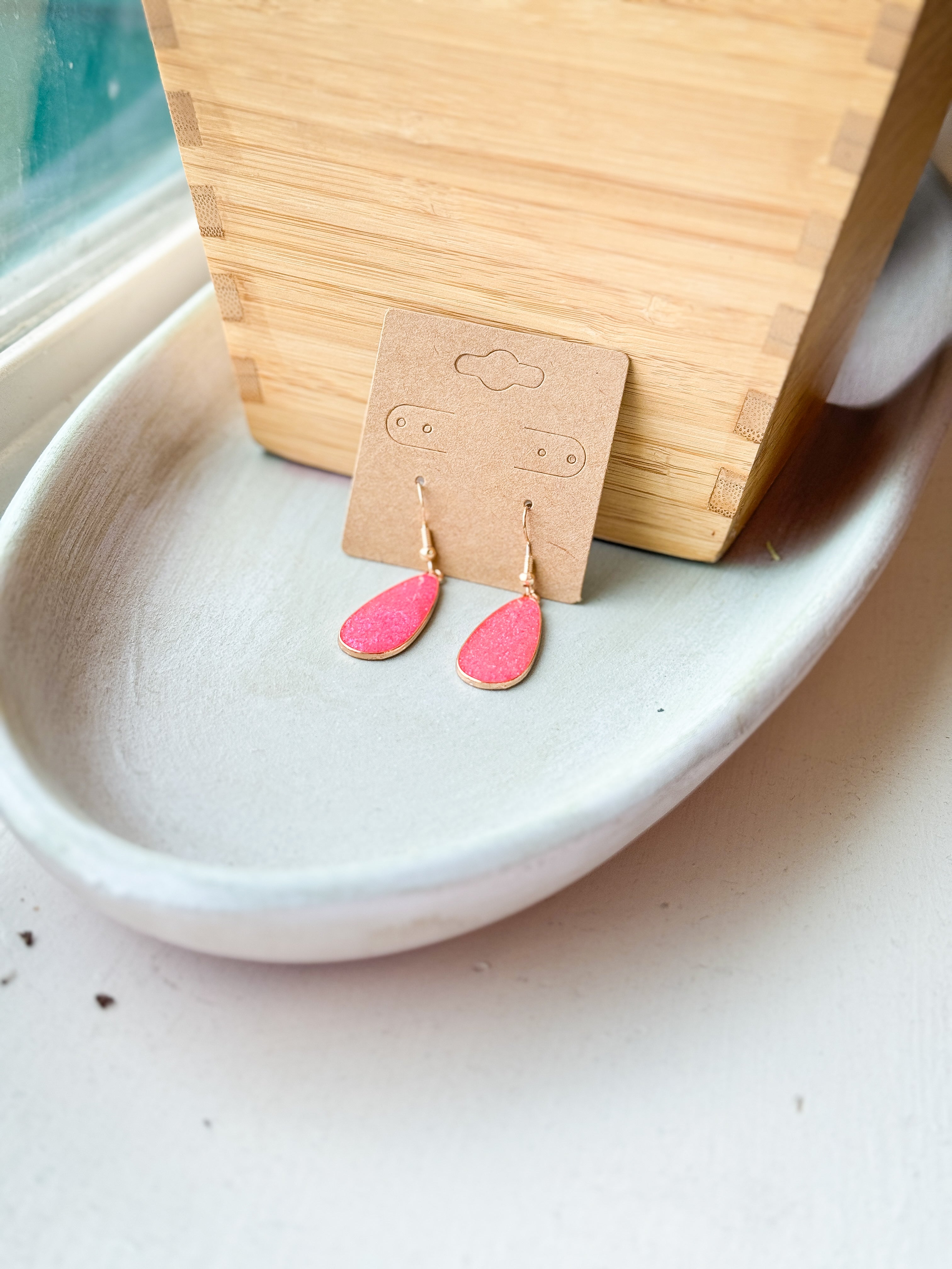 Pink Teardrop Earrings