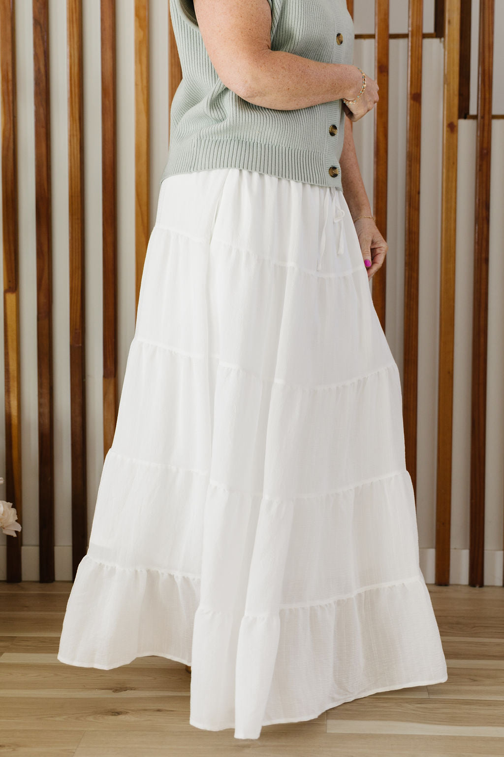 Ada Maxi Skirt (White and Red)