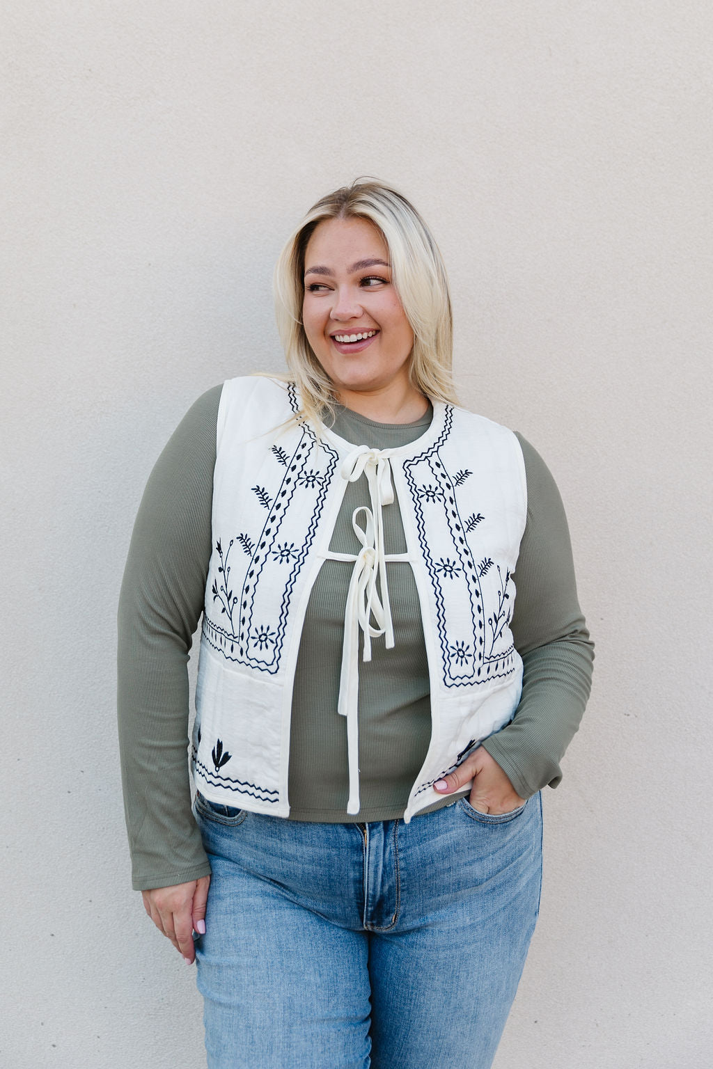 Laityn Embroidered Vest *ALL SALES FINAL*