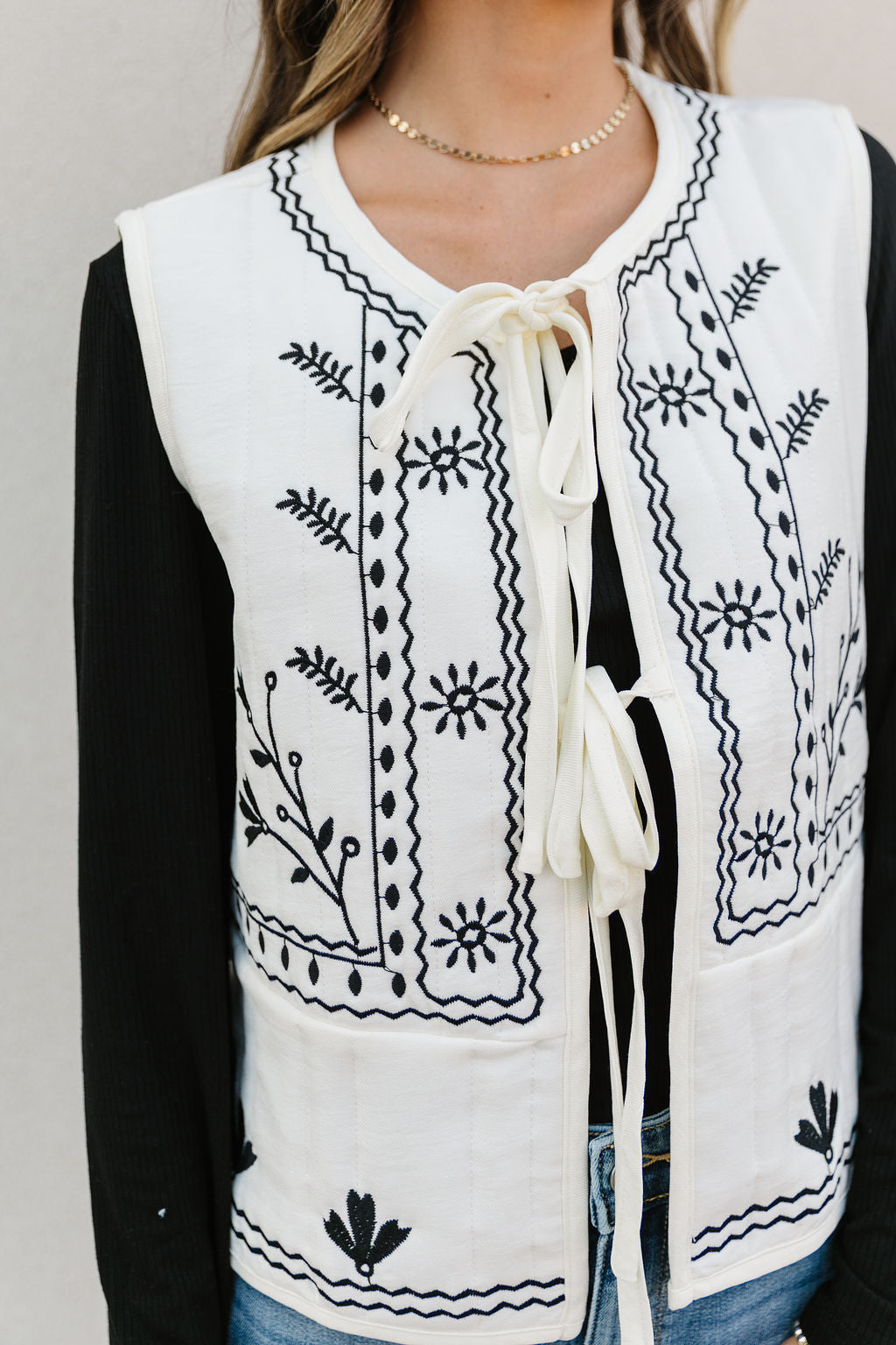 Laityn Embroidered Vest *ALL SALES FINAL*