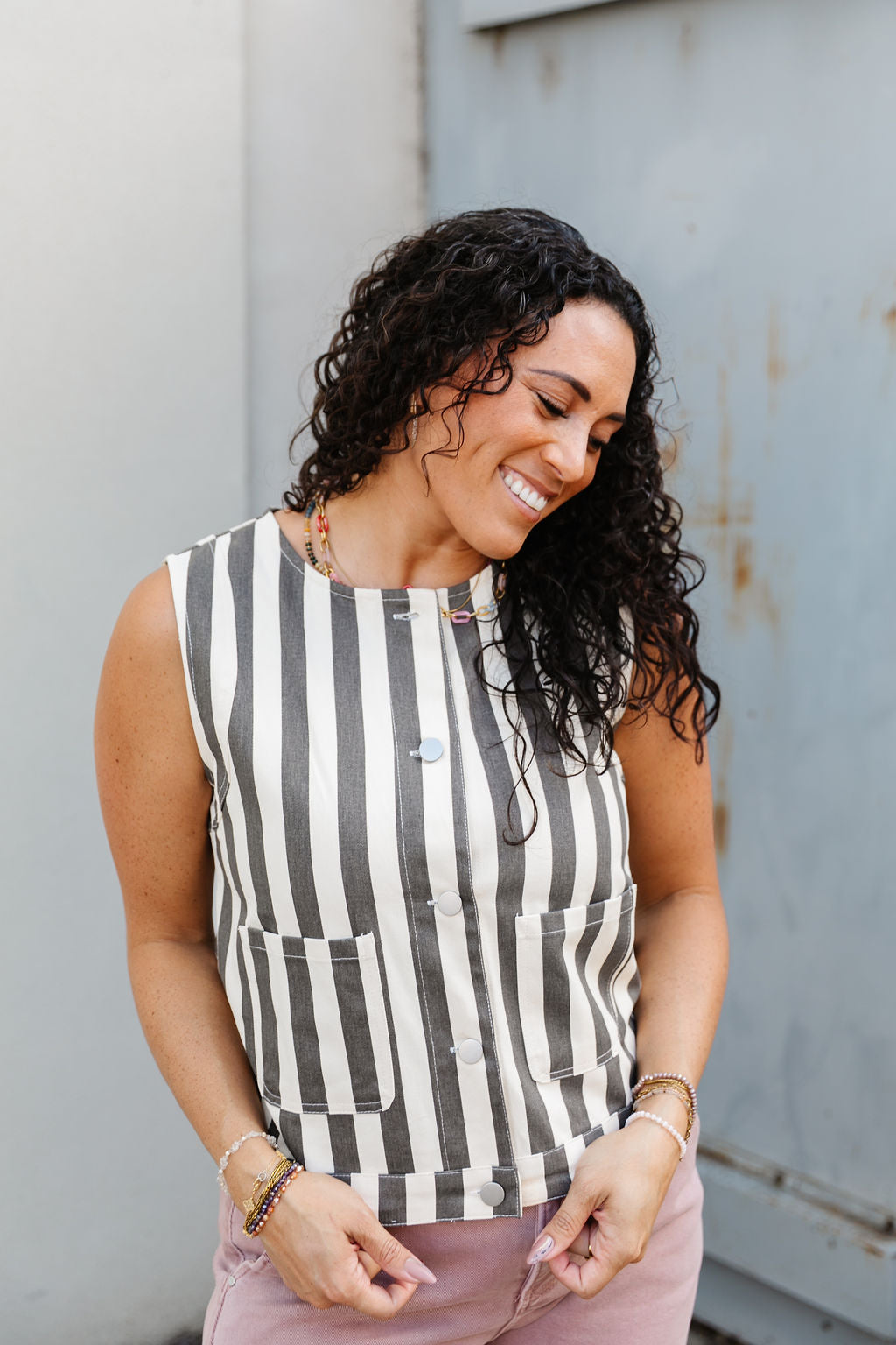 Wren Striped Denim Vest