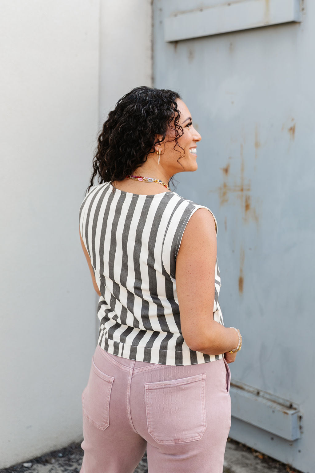 Wren Striped Denim Vest
