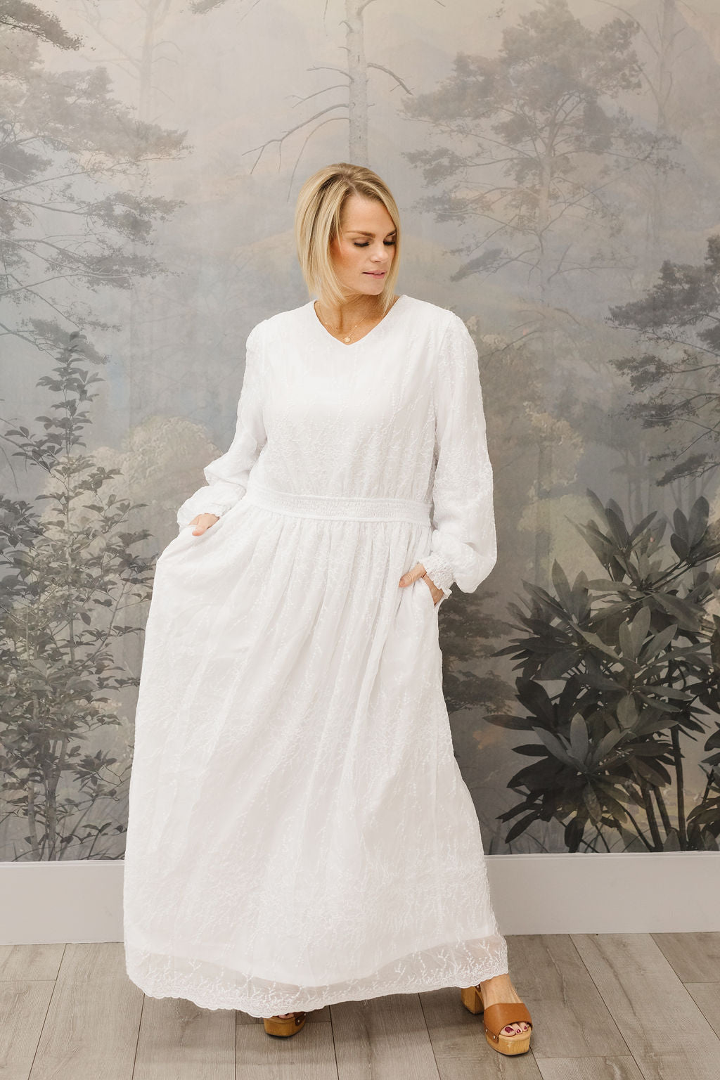 All In White Embroidered Maxi