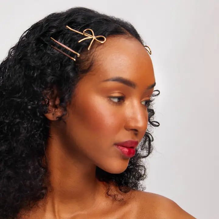 Kitsch Metal Enamel Cloud & Bow Bobby Pins