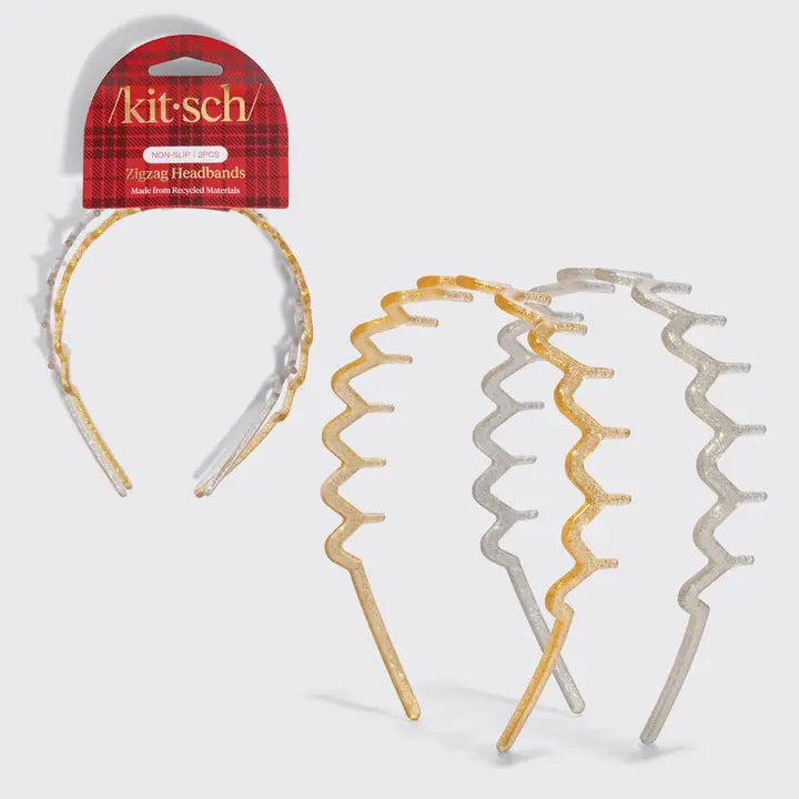 KITSCH Gold & Silver Zigzag Headbands