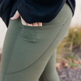 Every Day Leggings with Pockets In Army Green *ALL SALES FINAL*