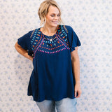 Rayna Embroidered Top (S, M, 3x Only)